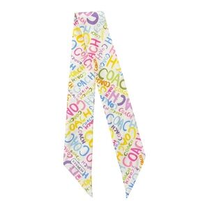 Coach Multicolor Script Logo Silk Twilly Scarf / Bag Handle Wrap